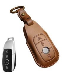 Premium Leather Car Key Cover Case (3button brown)