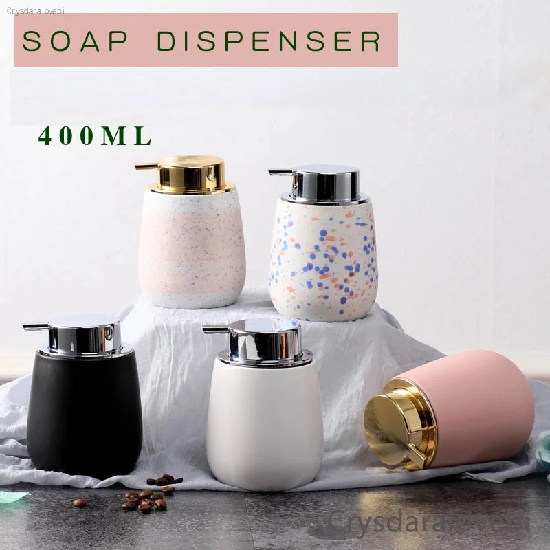 MarblingCeramicHandSoapDispenserBottlePortableLiquidSoapBottleLotionDispensingPump