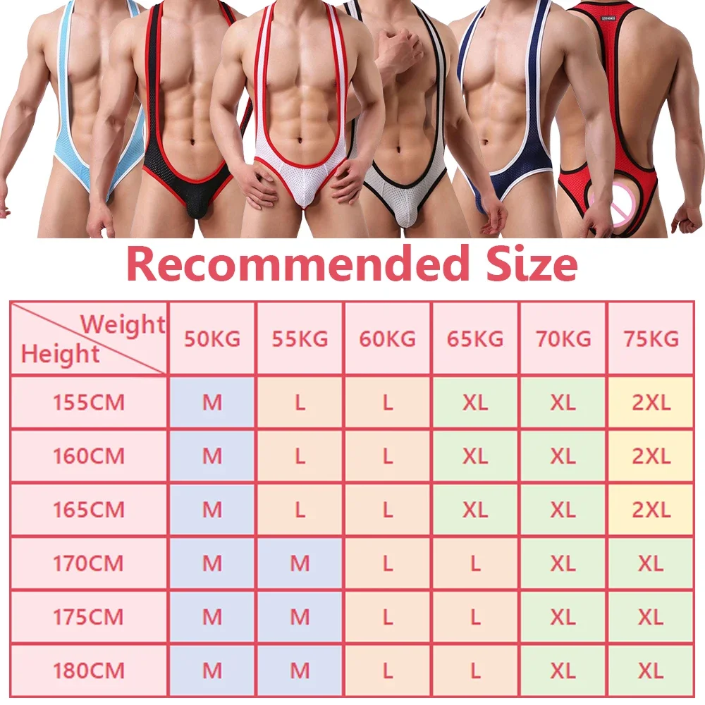 Sexy Men Undershirts Jockstrap Bodysuit Mesh Breathable Jumpsuit Wrestling Singlet Leotard Undershirt Teddies One-Piece Bodysuit