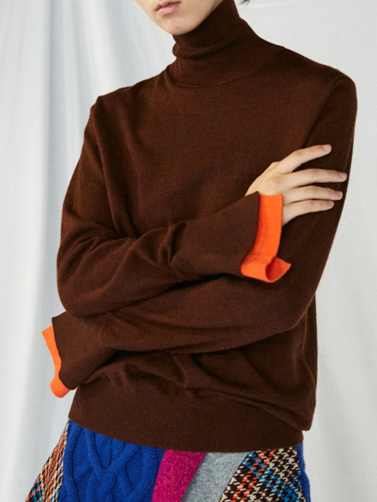 

Autumn/Winter Japanese Style Niche Design Patchwork Split Sleeve Bottom Knit Tops High Quality Wool Blended Sweater Pullovers