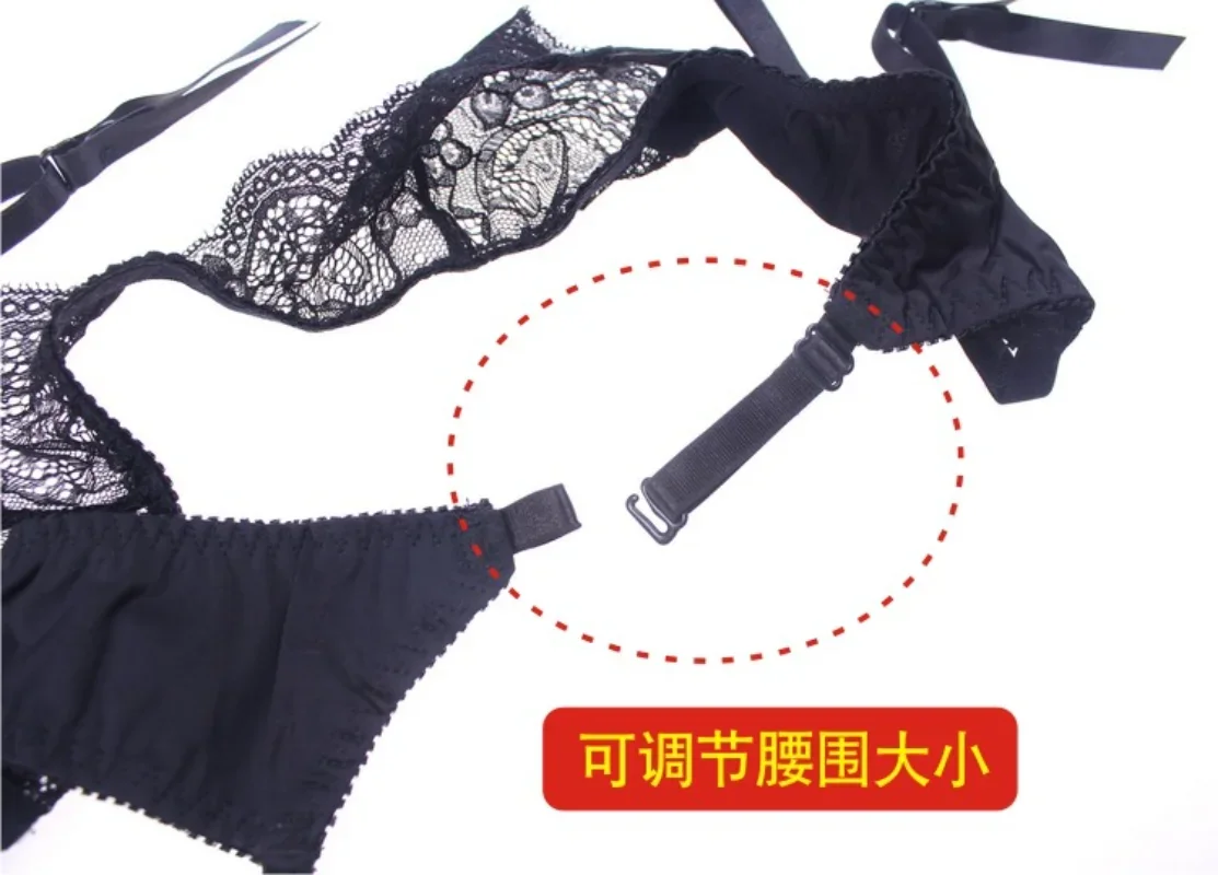 Women Sexy Lingerie Plus Size Lace Garter Suspenders Transparent Underwear Adjustable Double Breasted Waist Belt for Stockings lace garter belt garter belt