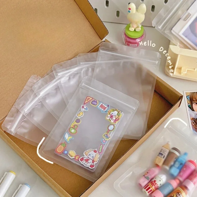 10PCS Clear Zip Lock Plastic Card Package Bags with Zipper Self Seal Transparent Ziplock Kpop Card Packaging Self Sealing OPP Bag