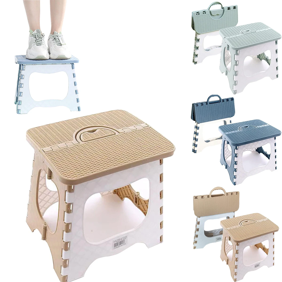 Foldable Step Stool – 300 lb Capacity, Anti-Slip Treads & Reinforced Plastic for Kitchen, Bathroom & Home
