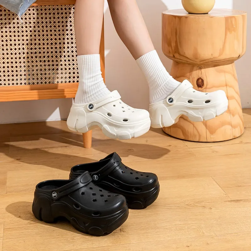 Women Sandals Summer Soft Clogs Indoor Home Casual Non-slip Thick Heel Slipper Outdoor Wear Ladies Thick Sole Garden Slides