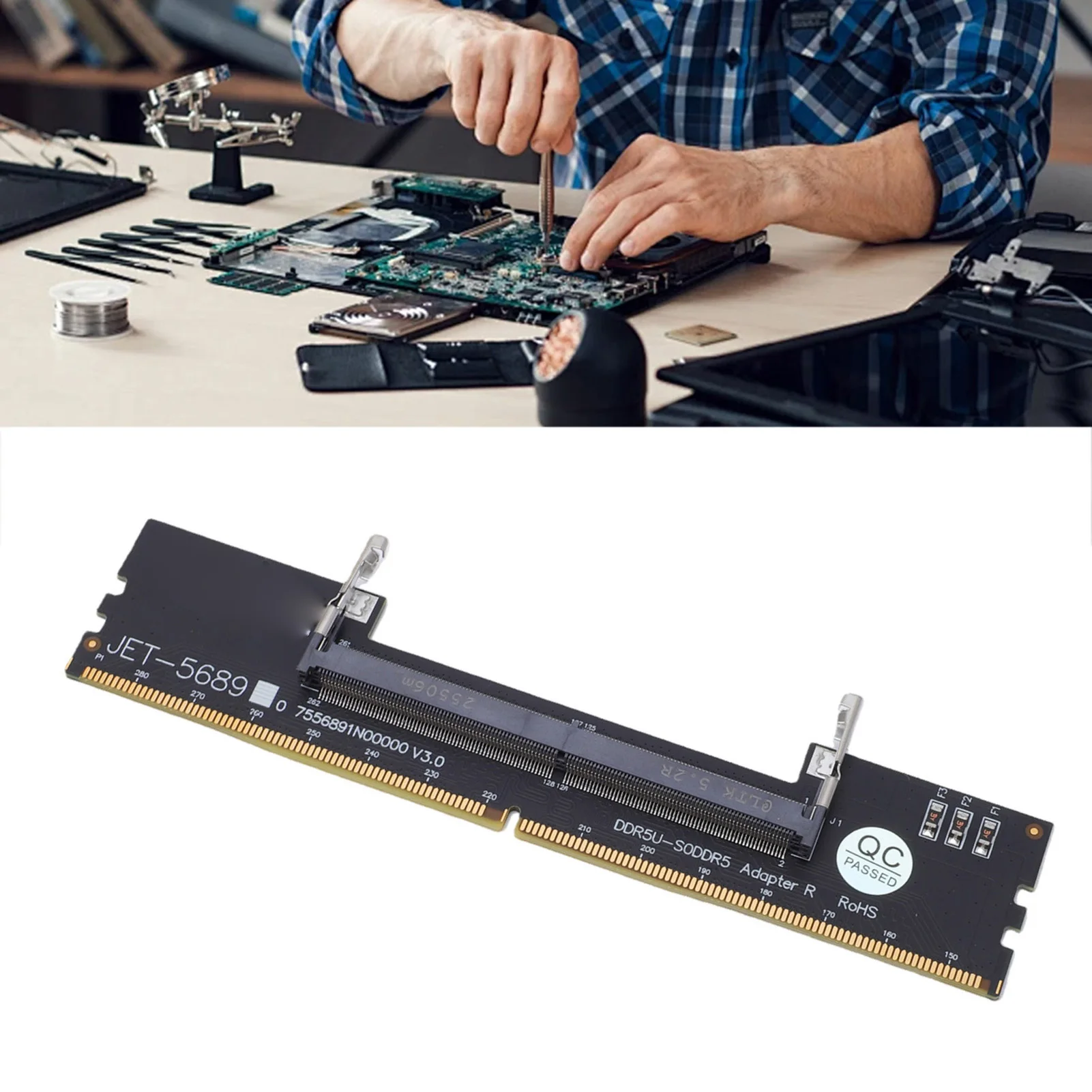 DDR5 U-DIMM-SO DDR5 RVS 어댑터 카드 노트북-데스크탑 메모리 변환기(컴퓨터 수리 및 유지 관리용)