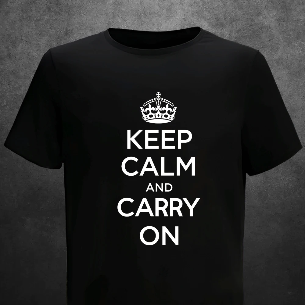 T Shirt Man Music Rock Keep Calm And Carry On Red Summer Casual Printing Short Comodo O-Collo