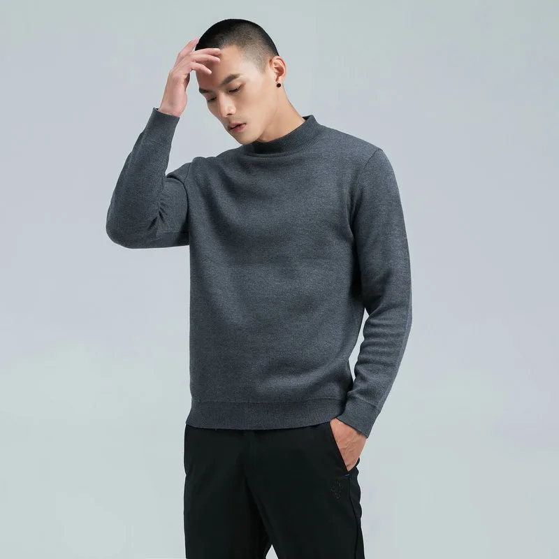 

Solid Color Slim Knit Sweater Men's Fall Winter Thin Round Neck All-match Sweater Middle-aged and Young Inner Bottoming Sweater