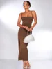 Europe and America's top lady sexy split with solid color backless slim design party party in autumn and winter. 3