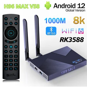 CHROX Android TV Box 12.0, H96MAX V58 Set Top Box RK3588 8GB RAM 64GB ROM  with 2.4G/5G Dual Wifi6 and BT 5.0 Smart TV Box Support 4K/8K Ultra HDR