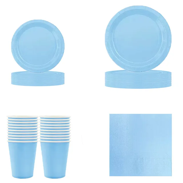 Light Blue Disposable Party Tableware Set for 8 Baby Shower & Birthday 1