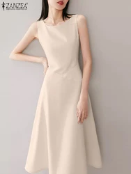 ZANZEA Female Elegant Slim Dresses Ladies Vintage A Line Dress Woman Fashion Sundress Summer Casual Sleeveless Vestidos 2023