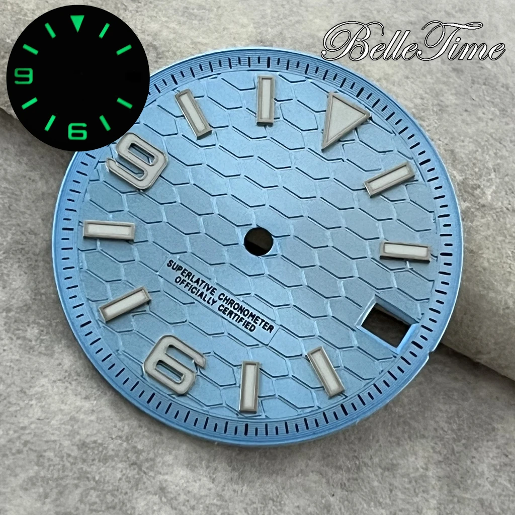Honeycomb Green Luminous Dial for Watch Modification - 28.5mm