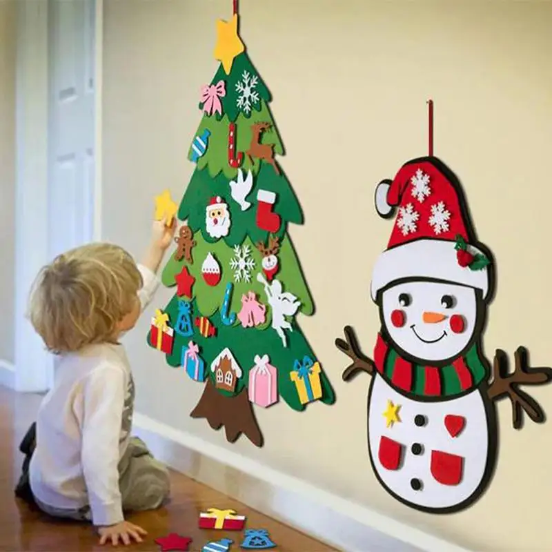 New Felt Christmas LED Tree Pendant Non-woven DIY Decorative Pendant | 21pcs Kids Toddler With Detachable Ornament Home Decor