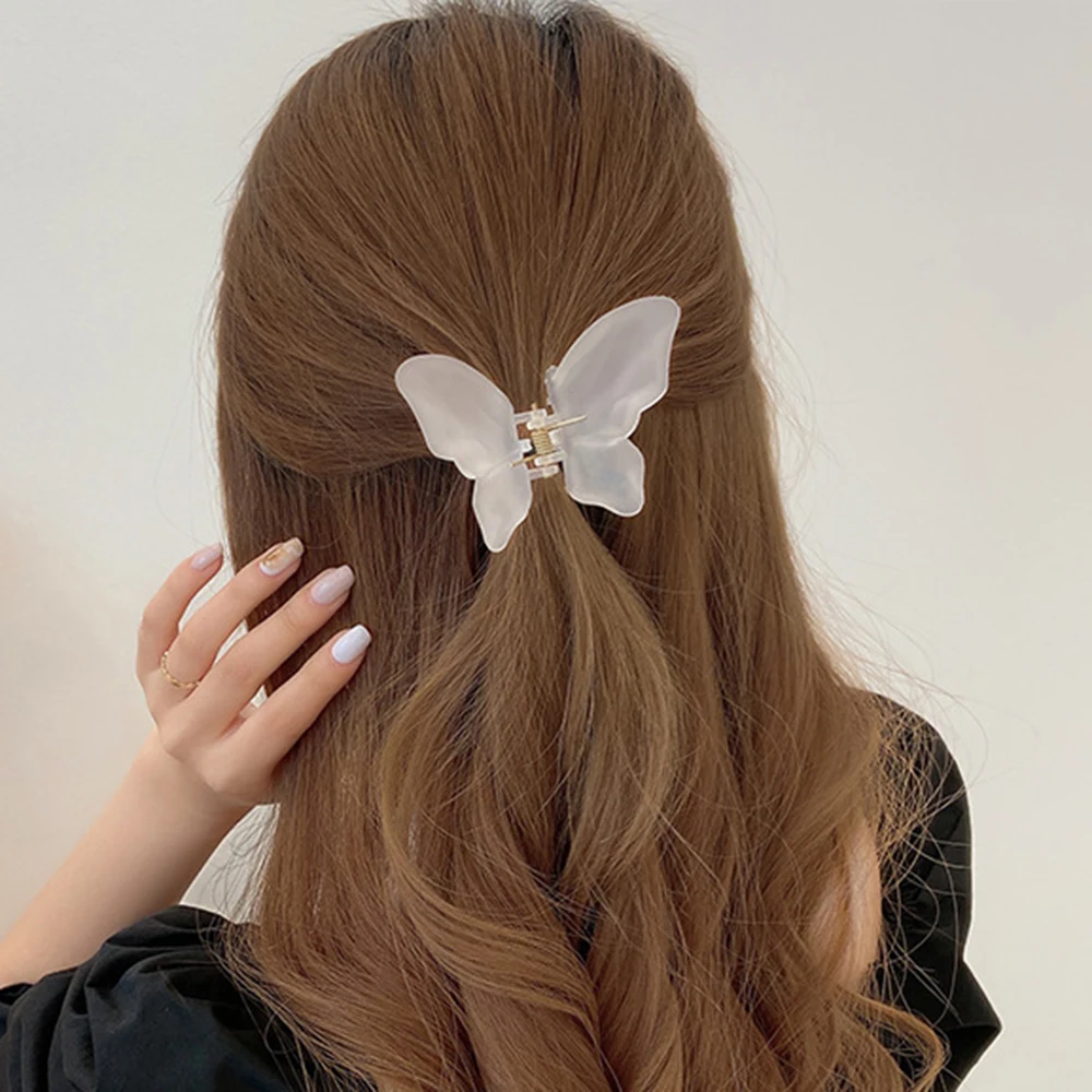 New Fairy Butterfly Hair Claw Candy Color Crab Clip Summer Sweet Princess Shark Clip for Women Girl Hairpin Hair Accessories