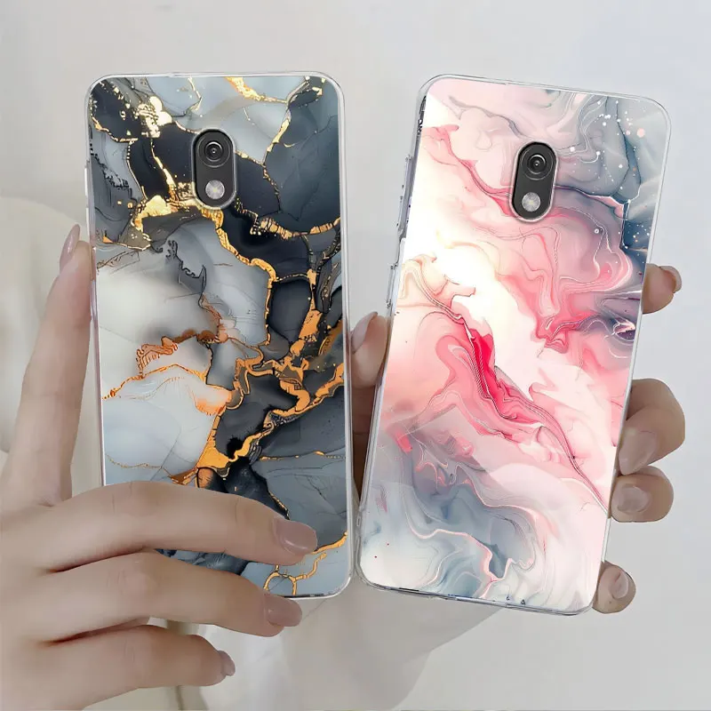 Marble Clear Soft Silicone Phone Case with Lucky Cat Design - Protective Cover