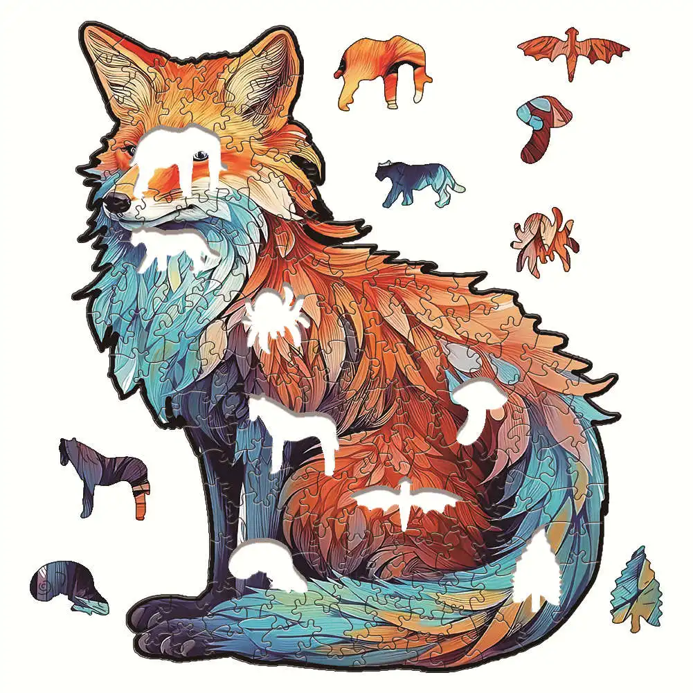 3D Wooden Puzzle Animal  for adults and kids jigsaw Puzzles Cat Children's Puzzle Toy Festival Gift Fox Shape Jigsaw Puzzles 4