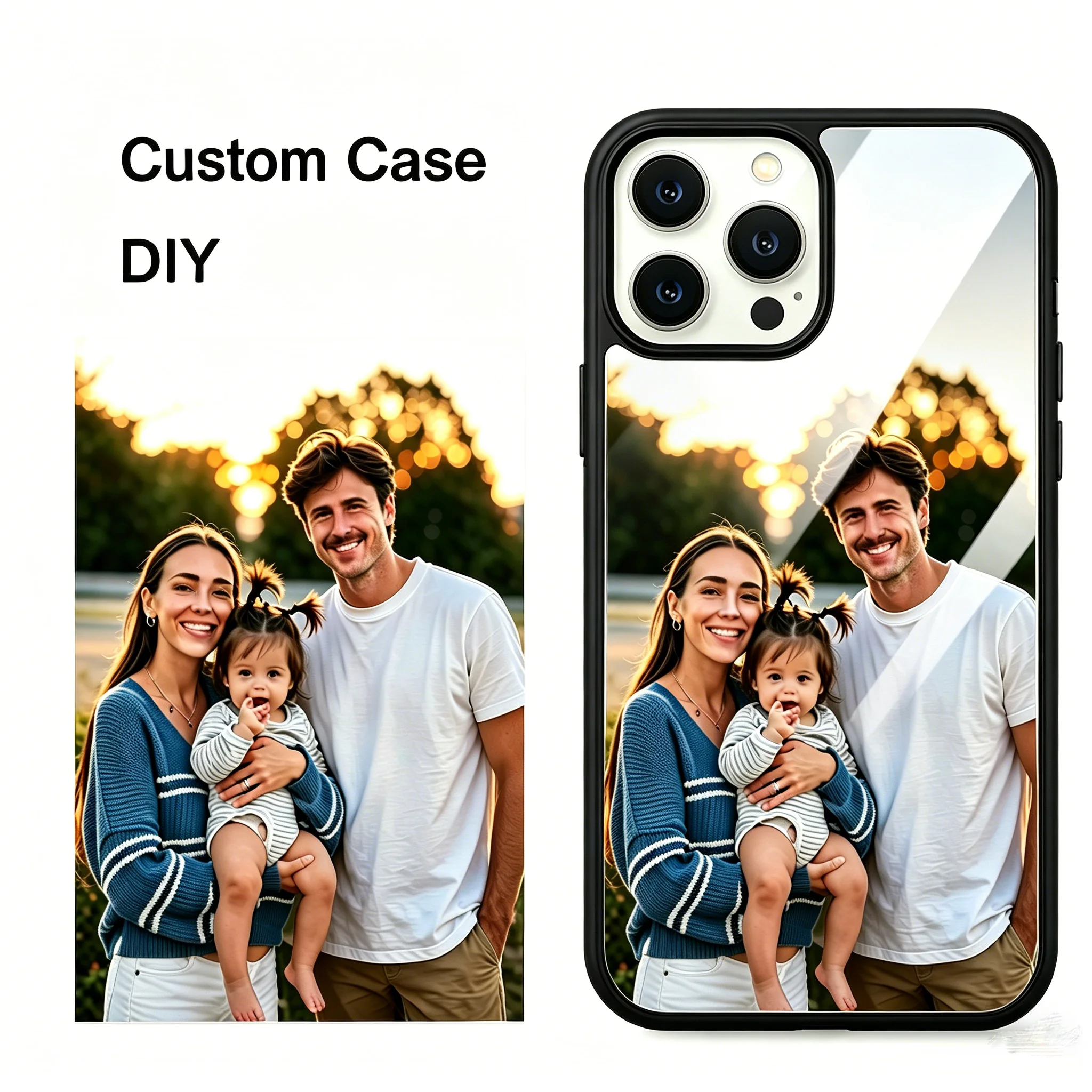 Personalized Mirror Glass Phone Case with Custom Photo and Unique Bumper Design