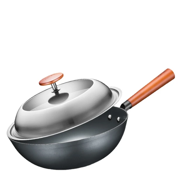 big iron frying pan home old-fashioned uncoated round-bottomed frying pan  gas stove suitable for non-rust fine iron - AliExpress