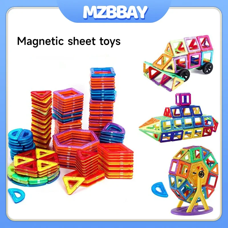 Kids Big Size Magnetic Building Blocks 20-100Pcs DIY Magnets Toys Montessori Boys Construction Set Educational Toy Children Gift