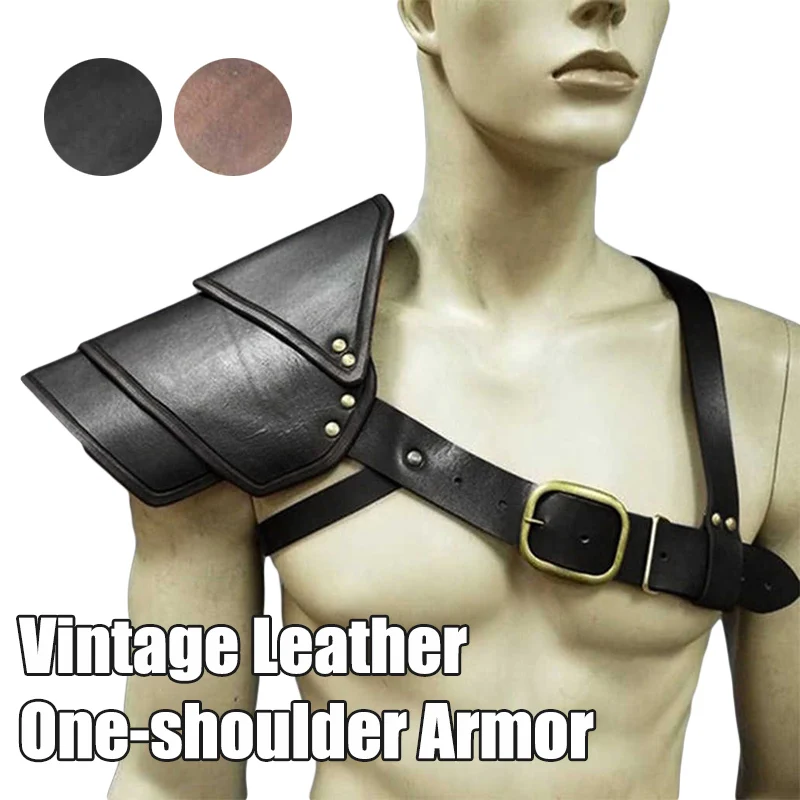 Wikinger Leder-Pauldron: Verstellbarer Schulterpanzer Für Cosplay & Mittelalter-Kostüme (Braun)