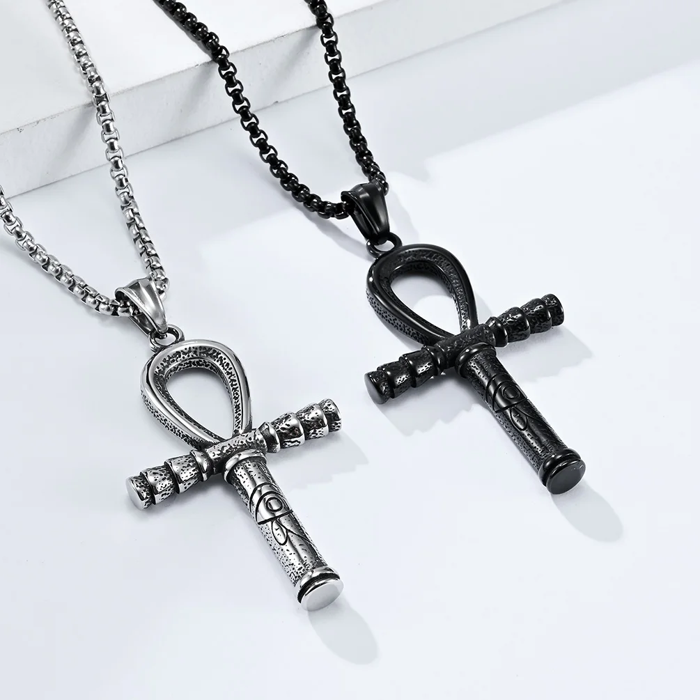 

DARHSEN Male Men Statement Necklace Egyptian Ankh Crux Ansata Cross Pendants Silver Color Fashion Jewelry Chain Stainless Steel