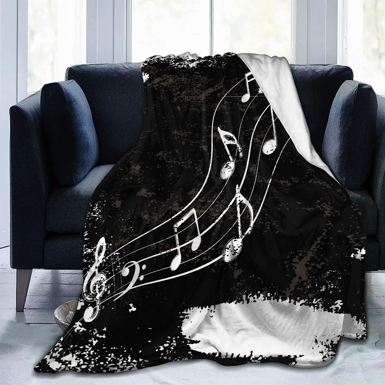 

Music Note Throw Blankets Flannel Fur Blanket 50"X40",for Bedding,Couch,Sofa,Bed,Warm Throw Blanket for Kids Room A