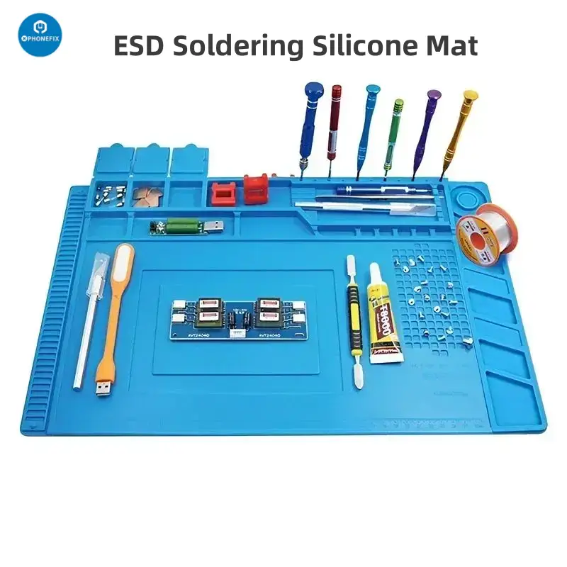 Antistatic ESD Soldering Silicone Mat Heat Resistant Insulation Work Mat Soldering Station Kit Repair Pad Maintenance Platform image 1