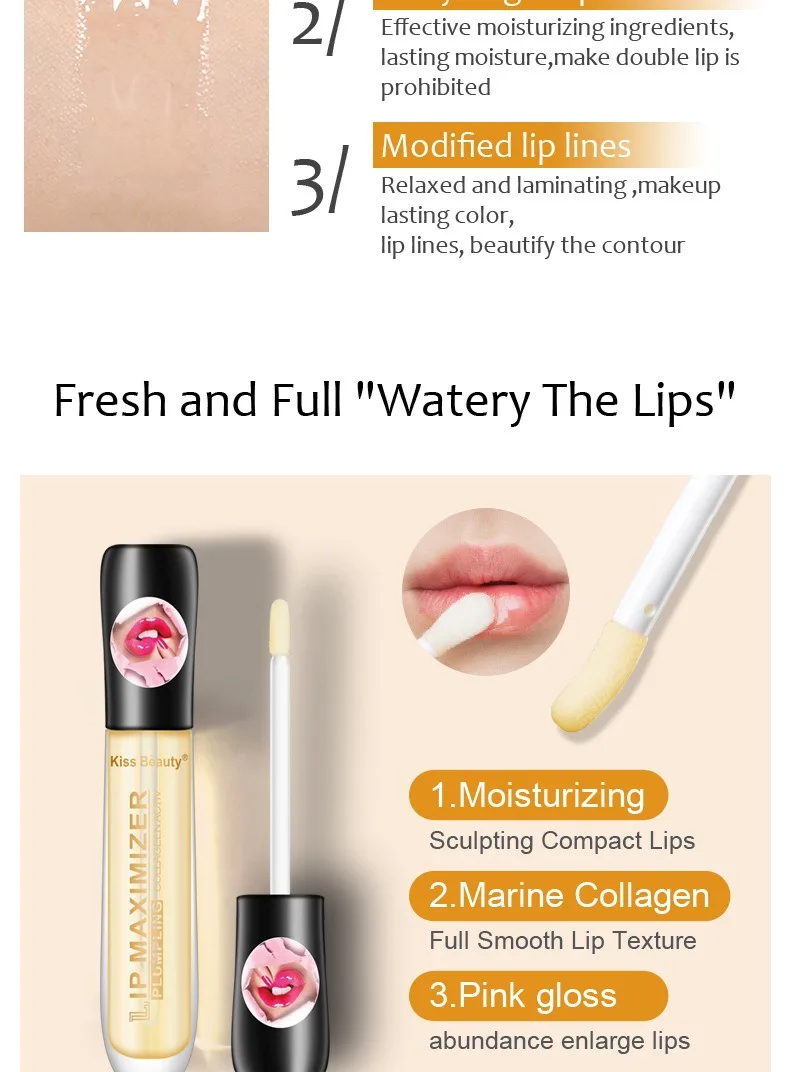 Description Picture 5 of itemTransparent Lip Gloss Plumping Lip Oil Moisturizing Repairing Fine Line Reducer Brighten Enhance Lip Serum Cosmetic