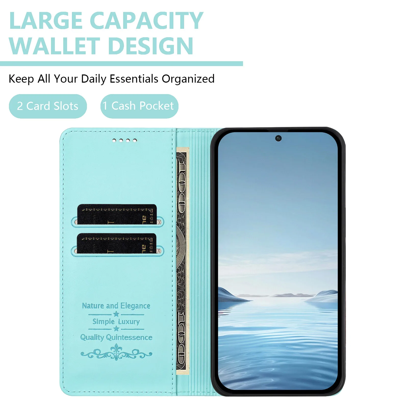Chic Cat Phone Case: Magnetic Leather Flip Cover with Card Holder