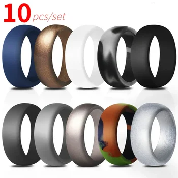 Set di anelli sportivi in Silicone da uomo in esecuzione anelli da dito flessibili ipoallergenici da sposa a 10 colori-durevoli e confortevoli