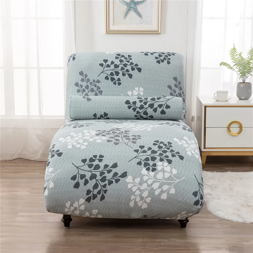 Chaise Lounge Cover Stretch Printing Chaise Longue Slipcover Luxury Chair Covers for Living Room Indoor Furniture Cover