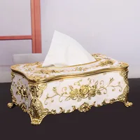 Luxury Tissue Box European Style  Napkin Holder Napkin Case Rose Patterned Paper Rack Table Accessories Home Car Case Holder 1