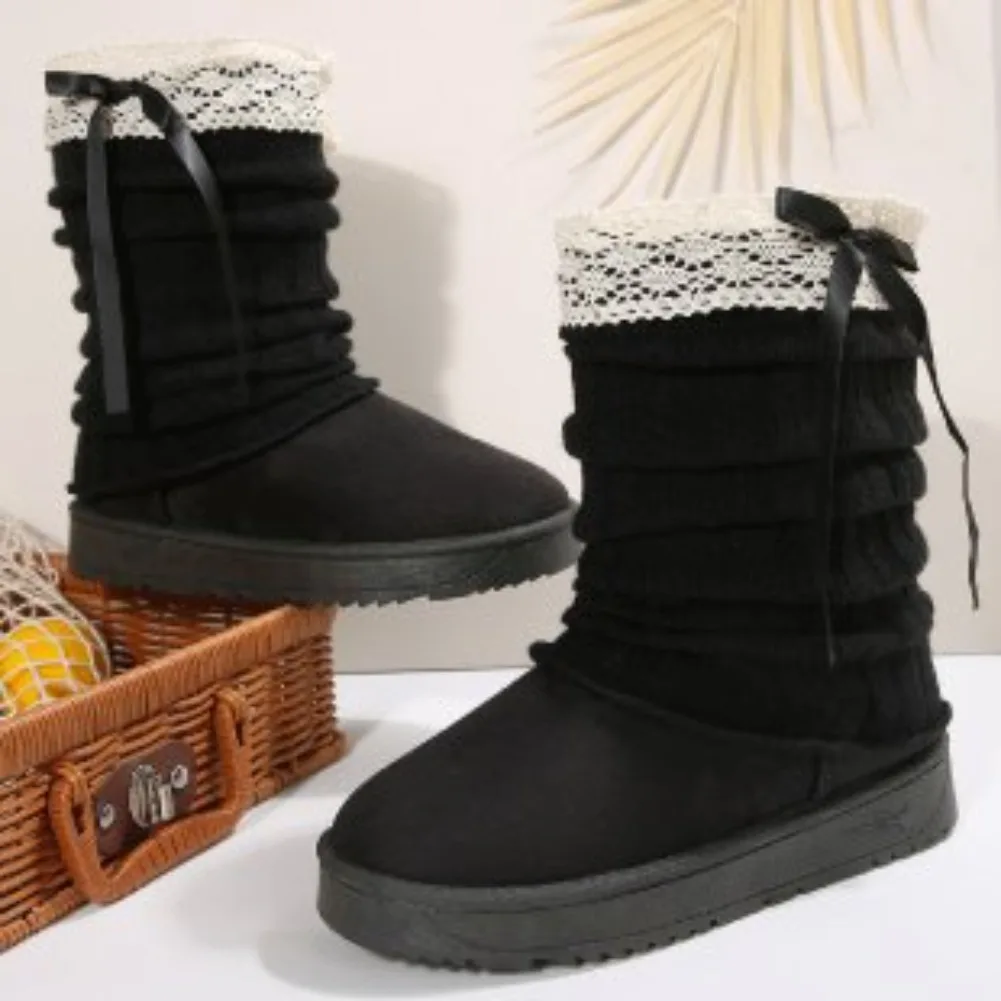 Winter Round Head Sexy Comfortable Non-slip Mid-tube Boots Fashionable New Thick-soled Warm Casual Snow Boots for Women