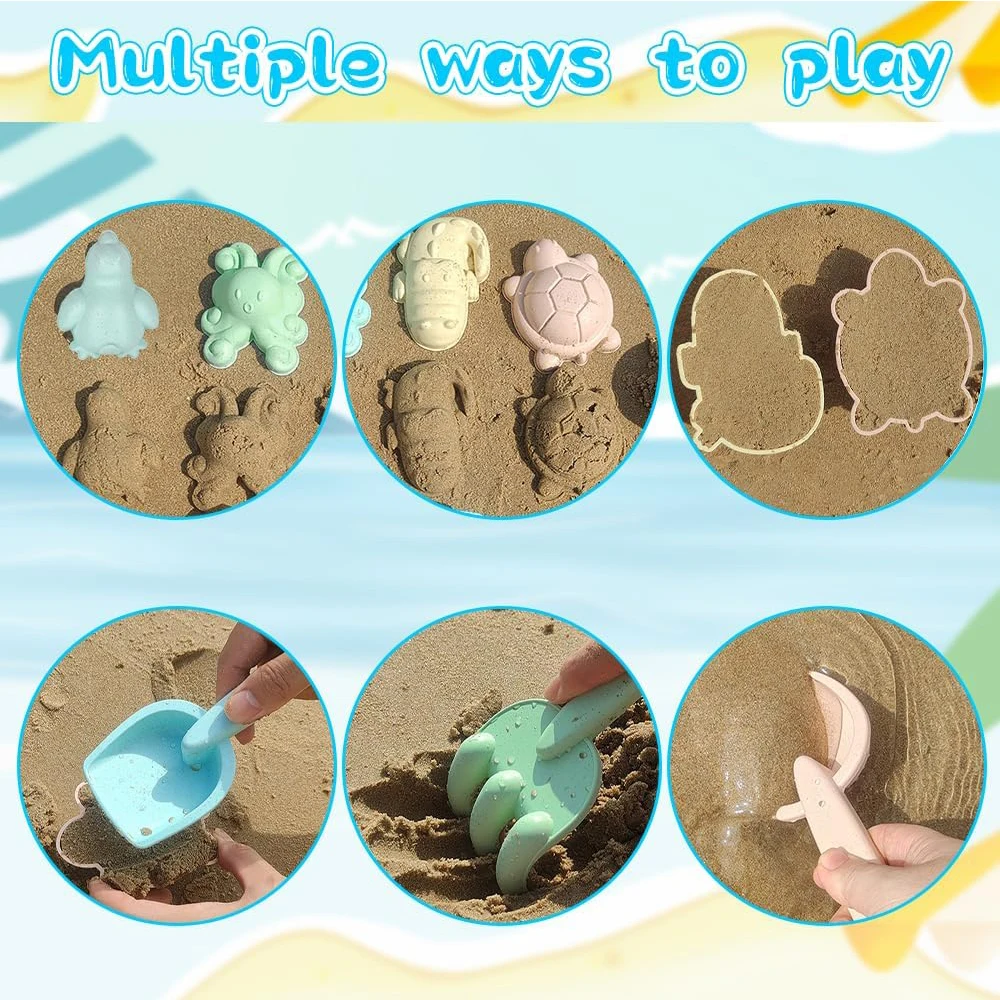 11-Piece Beach Toy Set – Gift Package Sandbox Toys for Kids with Collapsible Bucket, Shovel Set, and Sand Molds for Summer Outdoor Fun Beach games & Inflatables Beach Toys and Leisure Accessories