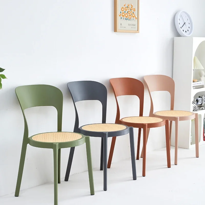 

Plastic chairs thickened household adult backrest stools can be stacked dining tables and chairs simple creative small chairs.