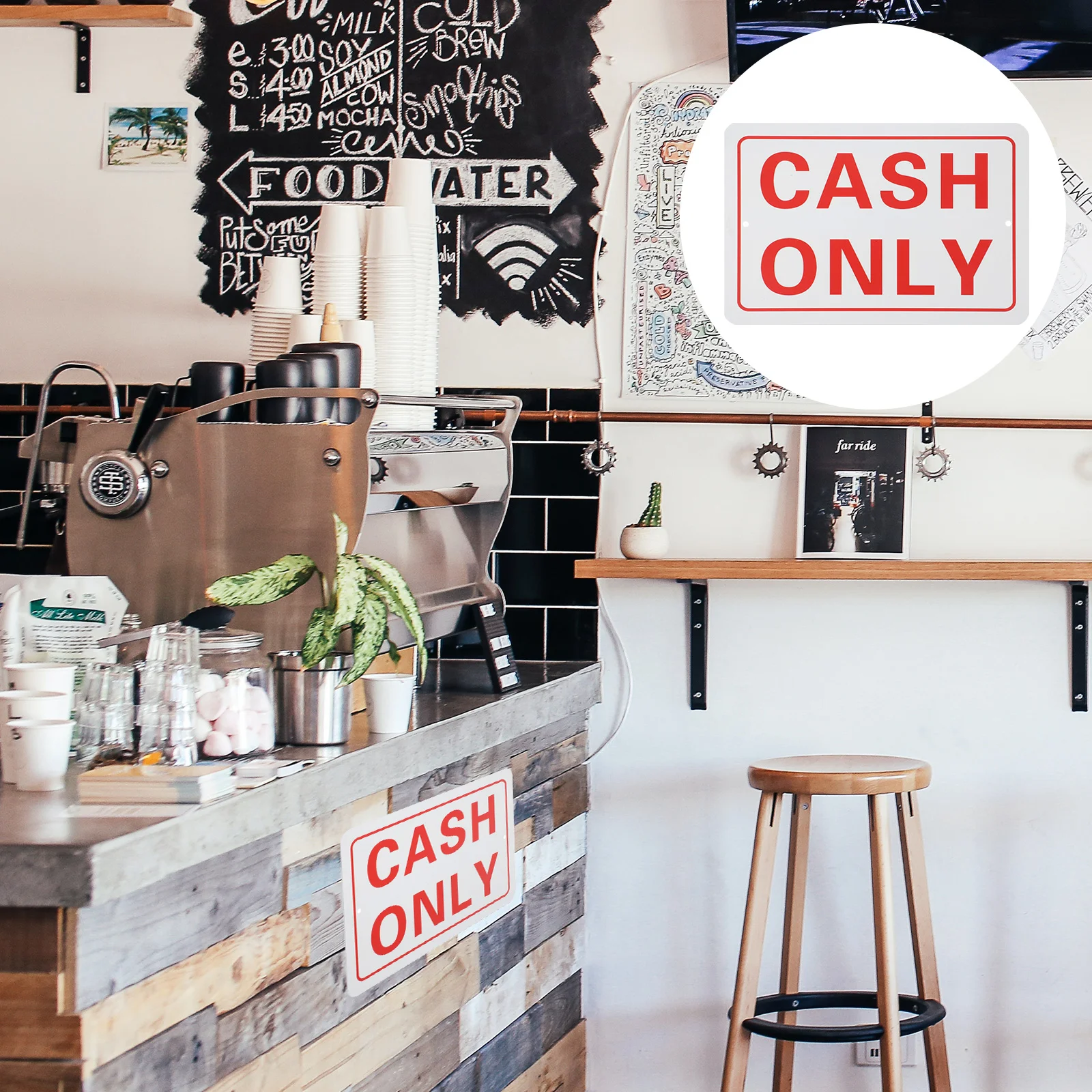 

No Credit Card Sign Emblems No Credit Card Checks Sign for Store Shop