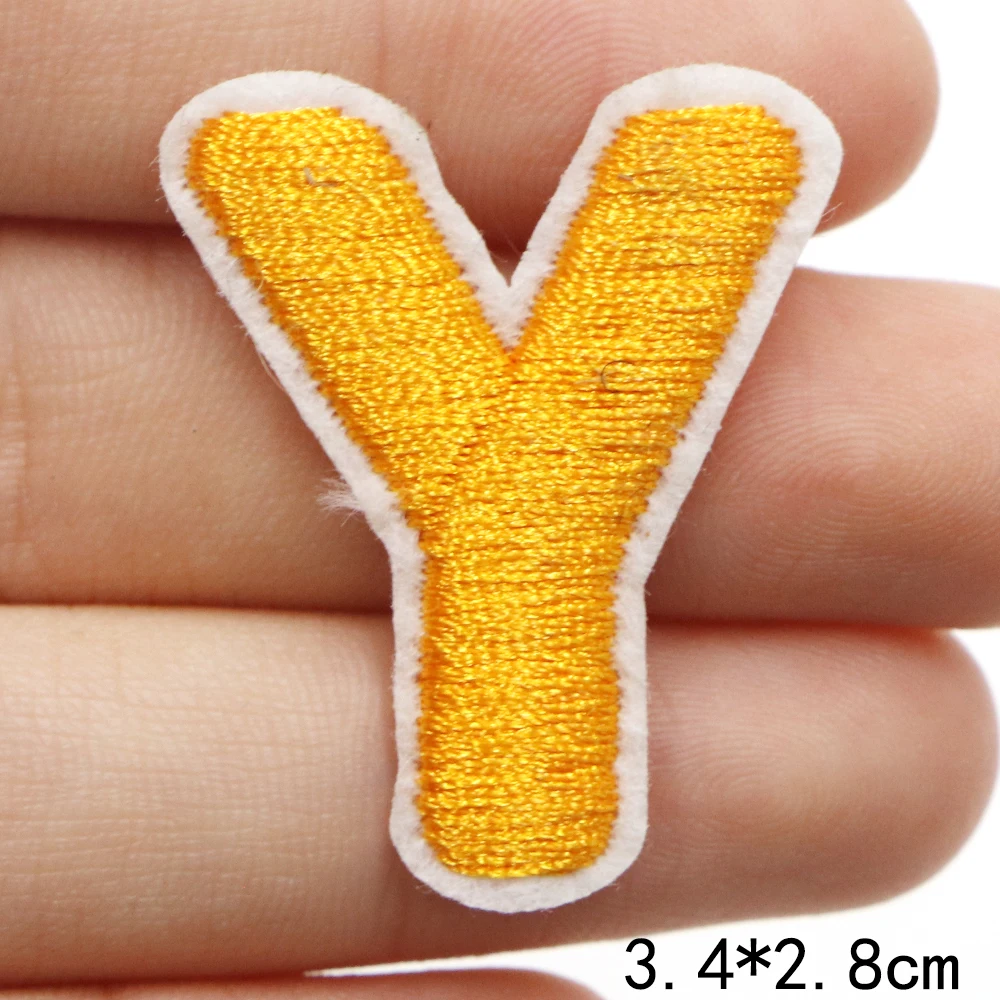 1pc kleine englische Alphabet Buchstaben Patches bügeln für Kleidung Stickerei Aufkleber Name Logo DIY Stoff Dekor Näh zubehör – Detail 28