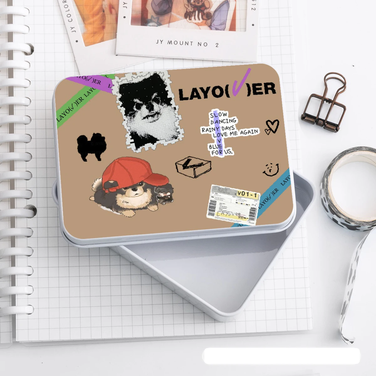 Kpop Photo Cards Photo Cards Card Holder Case Kpop Photocards Storage Box JIMIN MUSE Album LAYOVER V JIN HAPPY Lomo Card Tinplate Tin Case Box Coin Headphones Collect Boxes