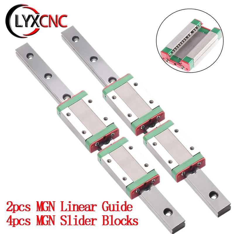 spectra printhead 2PCS MGN Linear Guide + 4PCS MGN Slide Block Rail Length 100-550mm Carriage Model MGN7H/C MGN9H/C MGN12H/C MGN15H/C X/Y/Z Axis 3d printed electric motor