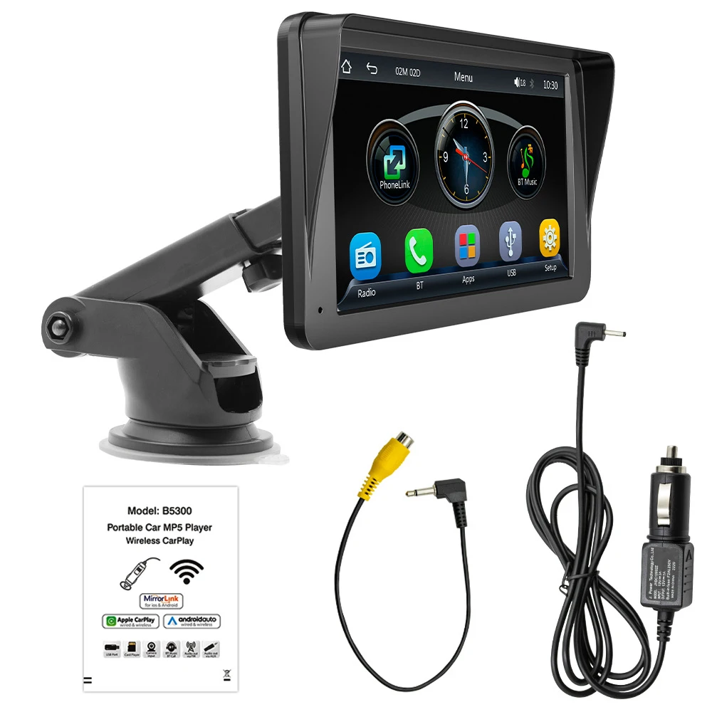 Pantalla Para Coche Con CarPlay De 7 Pulgadas - Soporte Ajustable, Conexión Bluetooth, Navegación En Tiempo Real
