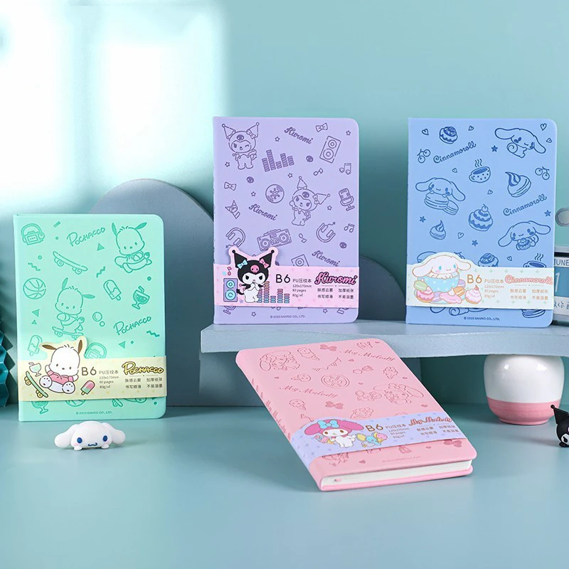 

4 pcs/lot Sanrio Kawaii Kuromi Melody Cinnamoroll Pochacco Notebook Cute Note Book Diary Planner Stationery School Supplies