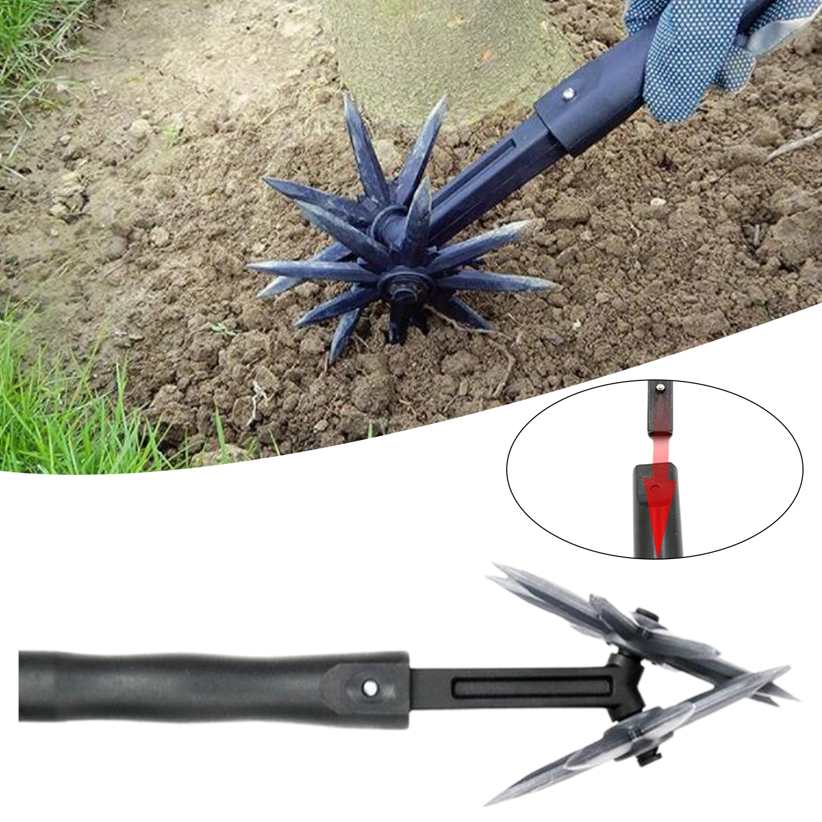 Rotary Cultivator Adjustable Gardening Rotary Tiller Handheld Garden