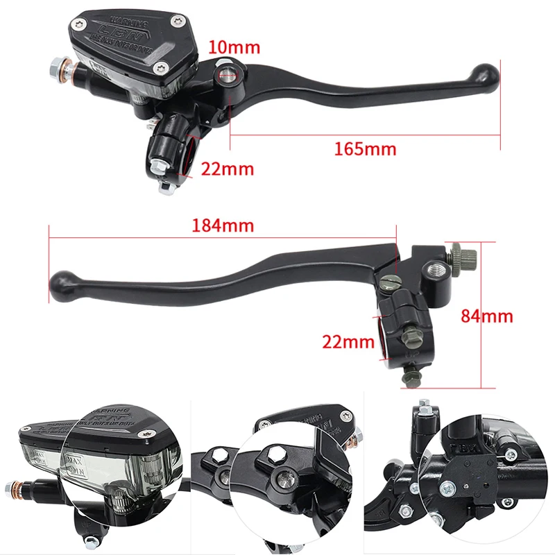 

Motorcycle Accessories Brake Pump Hydraulic Clutch Left Clutch Right Brake Lever Handle Universal 22mm Oil Cup Upper Pump Black