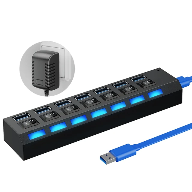 Répartiteur USB 4 3.0 ports avec interrupteur - Répartiteur de