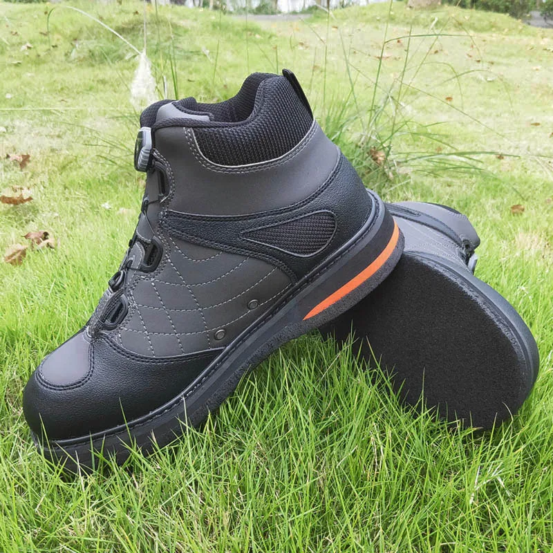 Wading Fishing Shoes Self-lock Shoelace Felt Sole Mesh Fabric Hiking Hunting Reef Rock Fishing Boots for Fly Waders