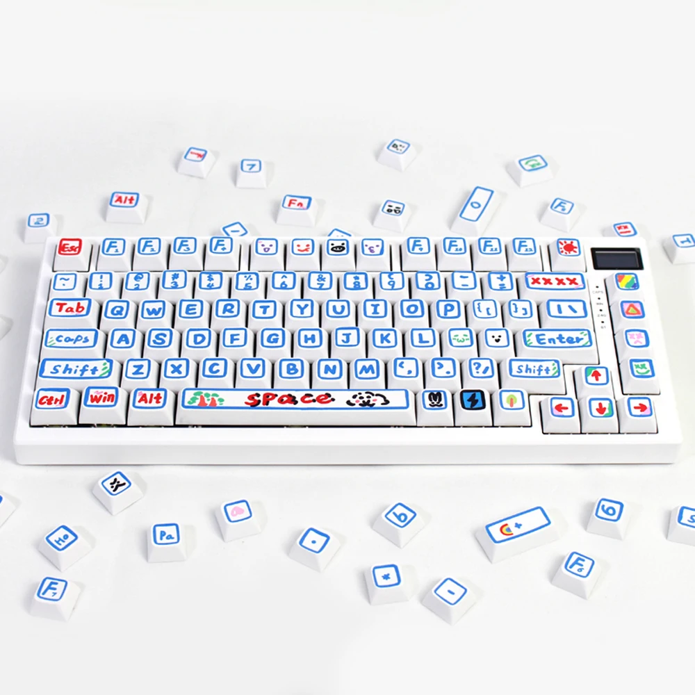 

GTWIN 127 Keys/Set XDA Profile Girlfriend Love Key Caps PBT MX Switche DIY Custom Blue Keycap for Mechanical Gaming Keyboard Cap