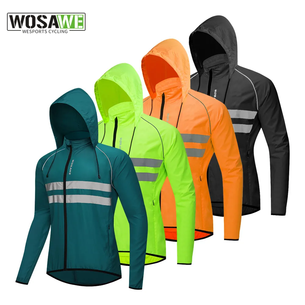 Wosawe Hooded Caps Reflective Women Men Cycling Jackets Windproof