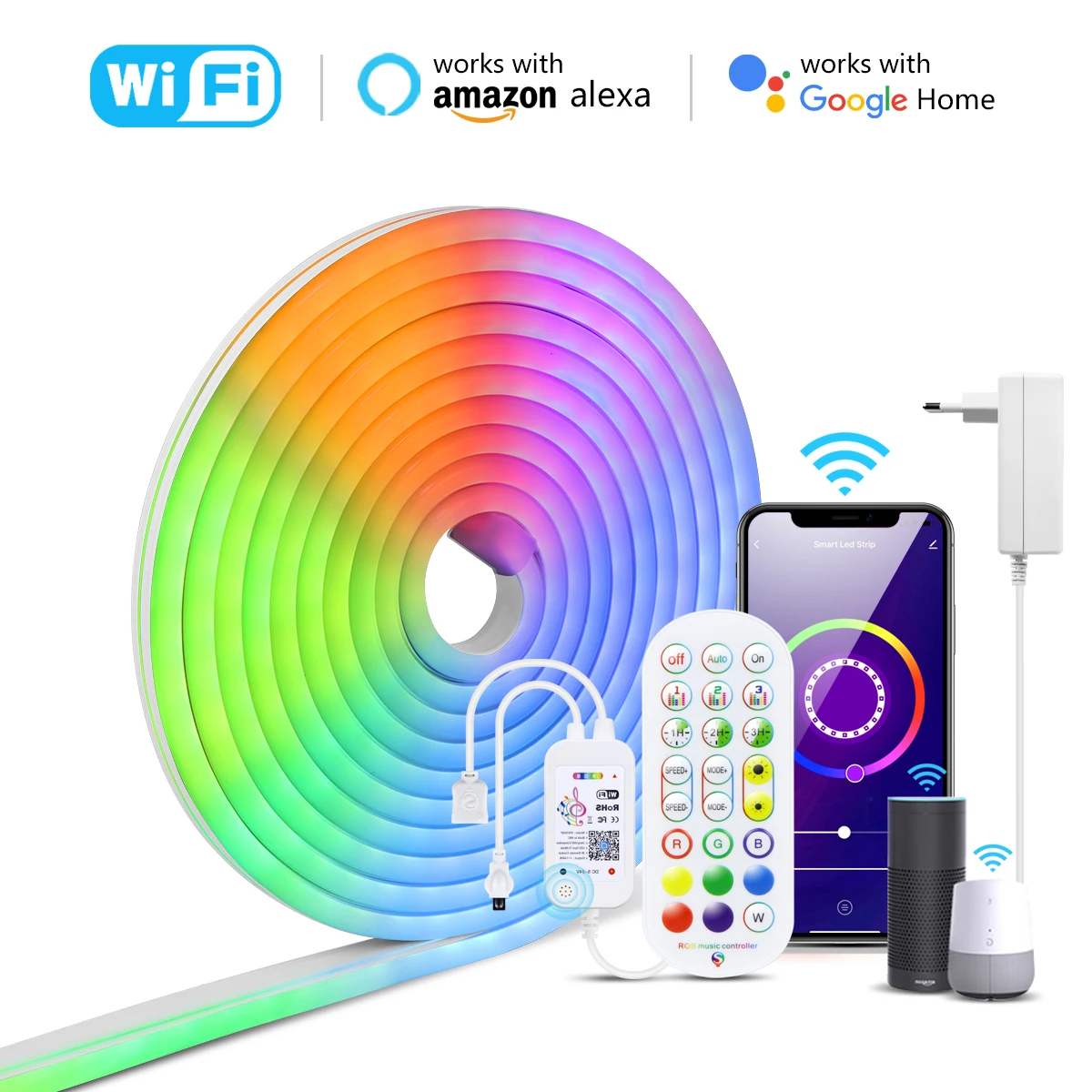 

Светодиодная неоновая лента с поддержкой Wi-Fi и Bluetooth