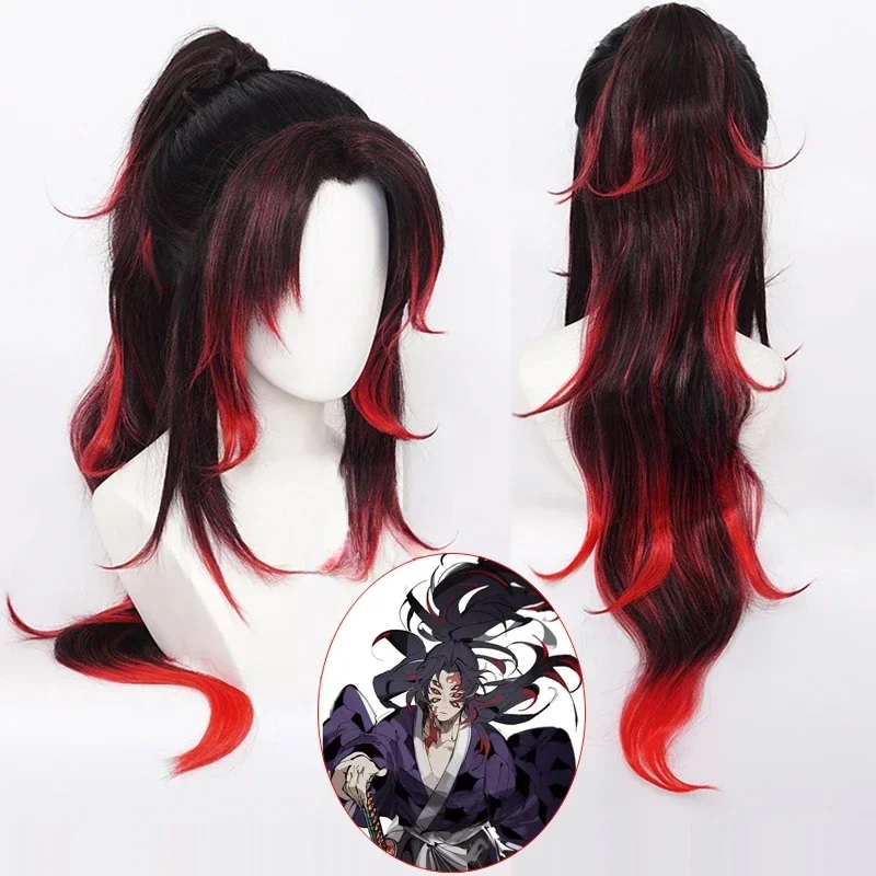 

Anime Demon Slayer Kimetsu No Yaiba Cosplay Wig Kokushibo Cosplay Black Red Hair Wig Tattoo Halloween Party Roleplay Accessories