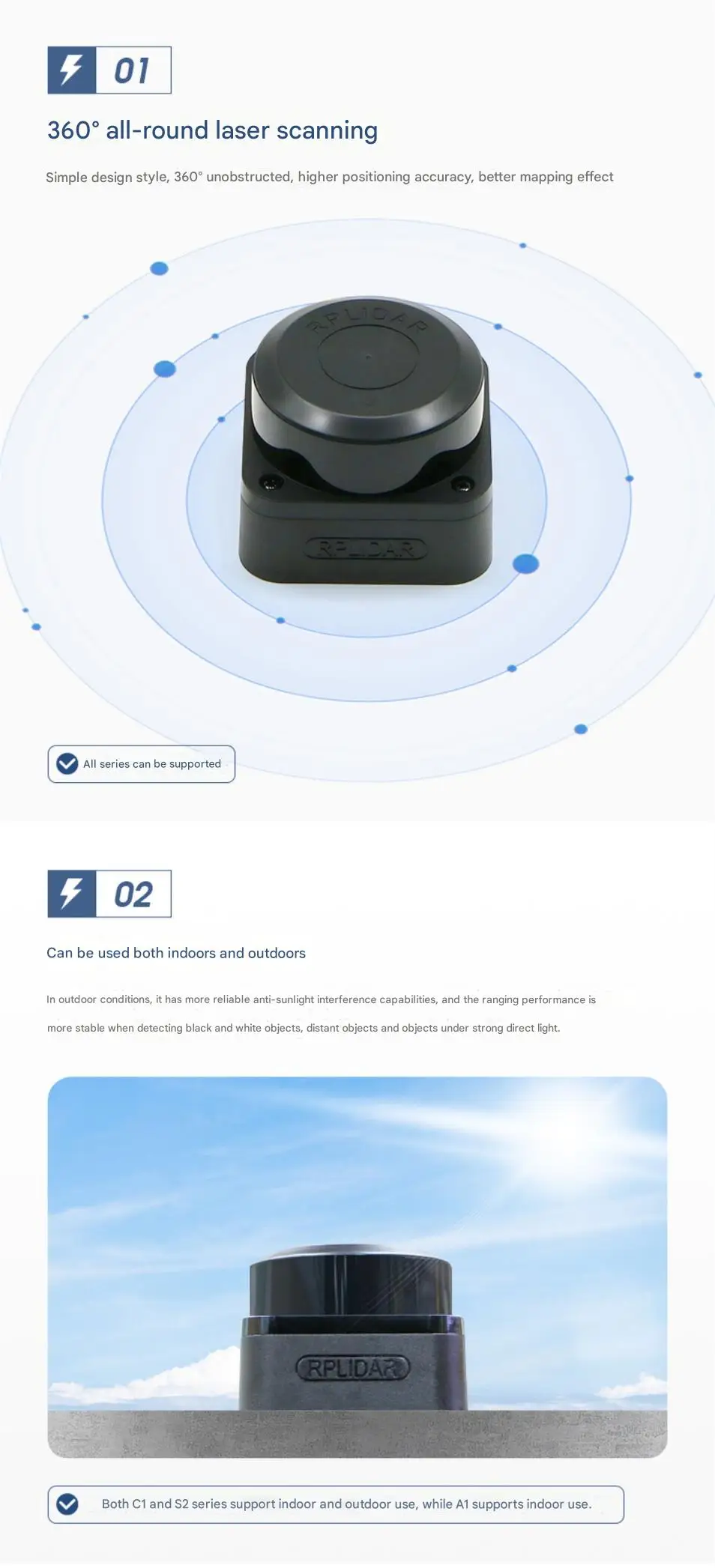 SLAMTEC A1, C1, S2 series LiDAR